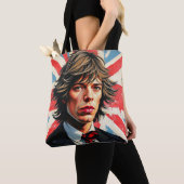 Mick Jagger Rolling Stones voor een Union Jac Tote Bag (Dichtbij)