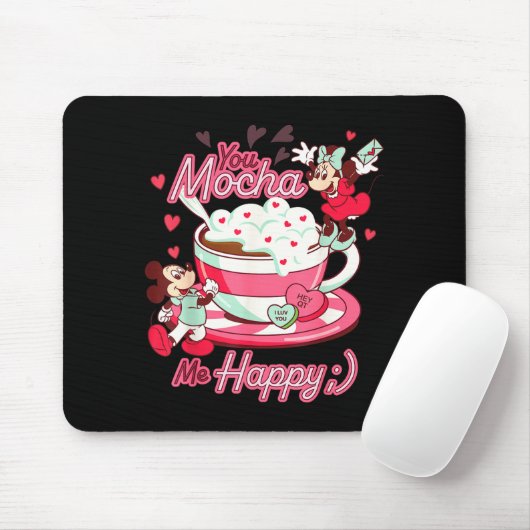 Mickey &amp; Minnie Valentine's Day You Mocha Me H Muismat (Met muis)