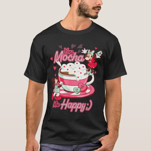 Mickey & Minnie Valentine's Day You Mocha Me H T-shirt (Voorkant)