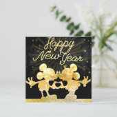 Mickey gouden Plat Kerstkaart (Staand voorkant)