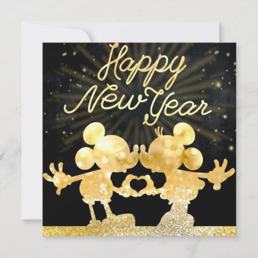 Mickey gouden Plat Kerstkaart (Voorkant)