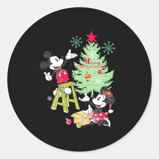 Mickey Minnie Clic Christmas Tree  Ronde Sticker (Voorkant)