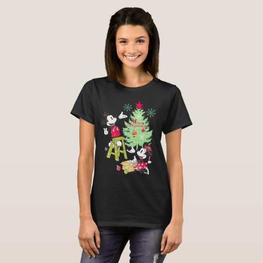 Mickey Minnie Clic Christmas Tree  T-shirt (Voorkant volledig)