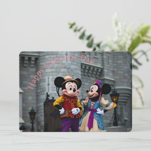 Mickey & Minnie Valentijnsdag Feestdagenkaart (Staand voorkant)