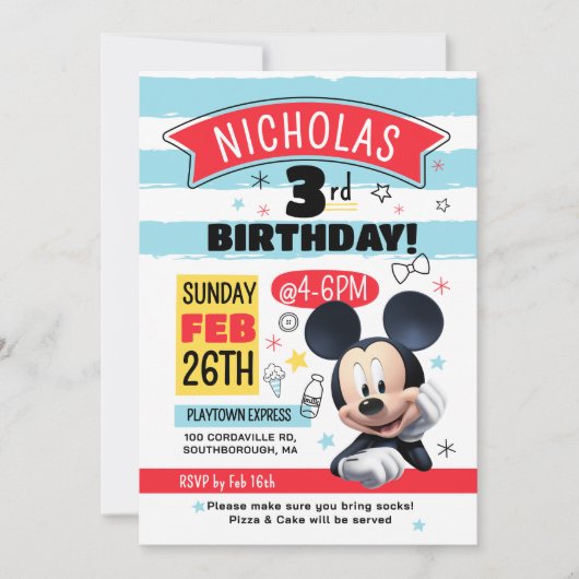 Mickey Mouse Fun Birthday Customizable Invitation Kaart (Voorkant)