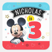 Mickey Mouse Fun Birthday party plate Customizable Vierkante Sticker (Voorkant)