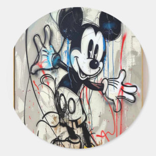 Mickey Mouse Graffiti Kunst Straatstijl Schilderen Ronde Sticker