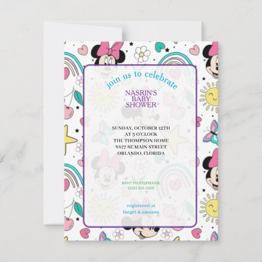 Mickey Mouse Stippen Baby Shower Kaart (Voorkant)