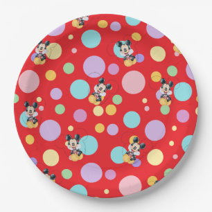 Mickey Mouse Stippen roze Baby Shower Papieren Bordje