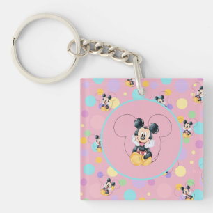 Mickey Mouse Stippen roze Baby Shower Sleutelhanger