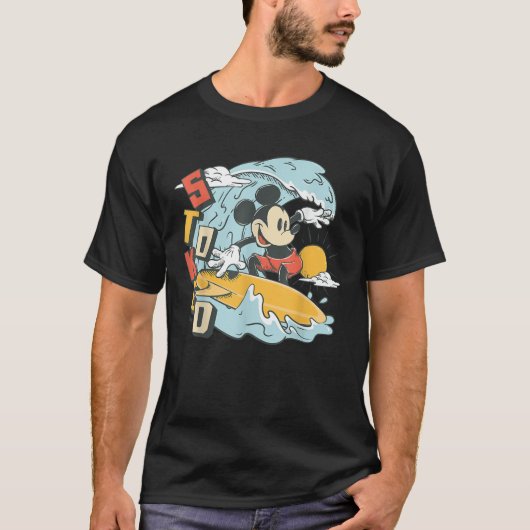 Mickey Mouse Zomerse Surven Stoked T-shirt (Voorkant)