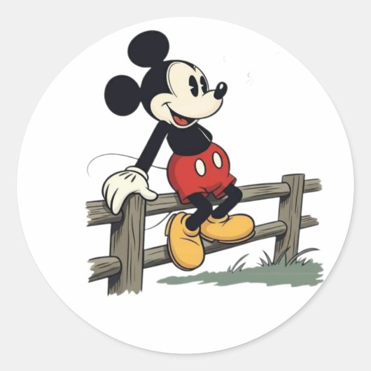 Mickey's vredige hek ronde sticker (Voorkant)