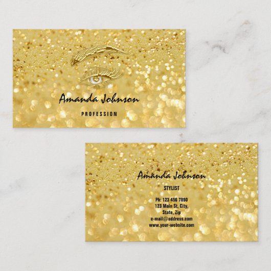 Micorblading Lash Brows Makeup Logo Glitter Visitekaartje (Voorkant / Achterkant)