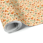 Micro Autumnal Flower and Leaf Pattern Gift Wrap Cadeaupapier (Rol Hoek)