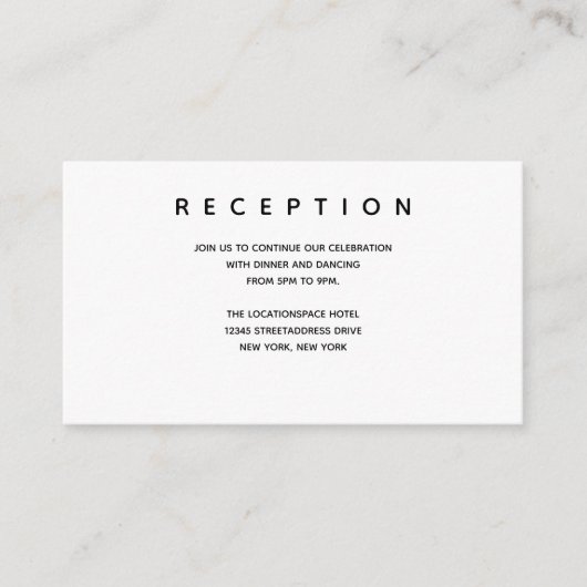 Micro Bruiloft Zwart Wit Kleine Receptie Info Informatiekaartje (Voorkant)