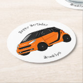 Micro-cartoon illustratie ronde kartonnen onderzetter (Gebogen)