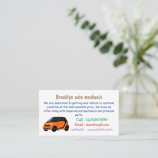 Micro-cartoon illustratie visitekaartje (Staand voorkant)