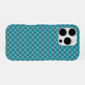 Micro geruite blauwe iPhone-beschermer iPhone Hoesje (Achterkant horizontaal)