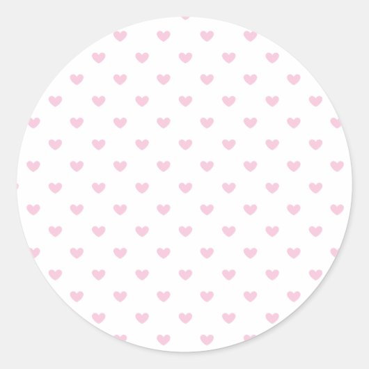 Micro Hartjes Licht Roze - Wit Ronde Sticker (Voorkant)