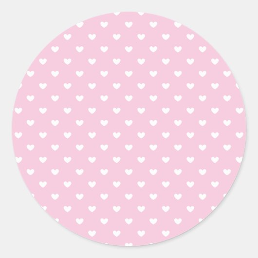 Micro Hartjes Wit - Licht Roze Ronde Sticker (Voorkant)