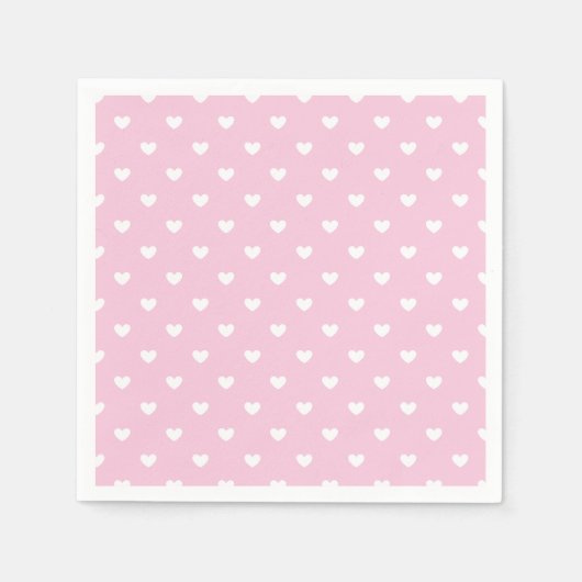 Micro Hartjes Wit - Licht Roze  Servet (Voorkant)