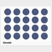 Micro Hartjes Wit - Marineblauw Ronde Sticker (Vel)