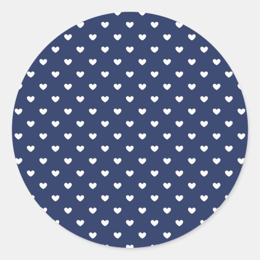 Micro Hartjes Wit - Marineblauw Ronde Sticker (Voorkant)