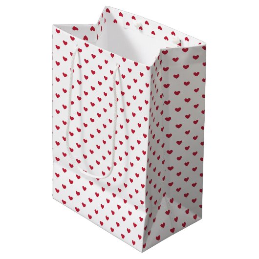 Micro Hearts Kersenrood - Wit Medium Cadeauzakje (Voorkant Gekanteld)