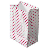 Micro Hearts Raspberry - Wit Medium Cadeauzakje (Voorkant Gekanteld)