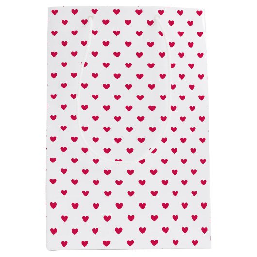 Micro Hearts Raspberry - Wit Medium Cadeauzakje (Voorkant)