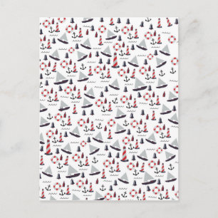 Micro Nautical patroon vintage stijl afdruk. Briefkaart