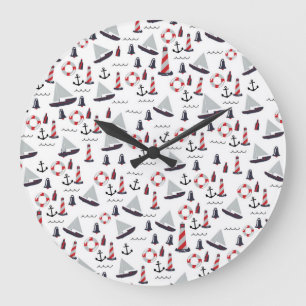 Micro Nautical Patroon vintage stijl afdruk. Grote Klok