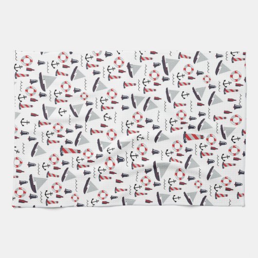 Micro Nautical Pattern stijl print. Theedoek (Horizontaal)