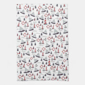 Micro Nautical Pattern stijl print. Theedoek (Verticaal)