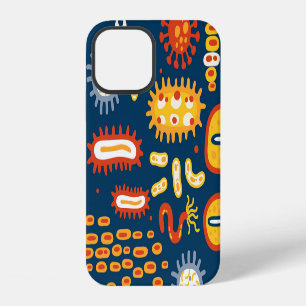 Micro-organismen Donkerblauw: Biologiepatroon iPhone 12 Hoesje