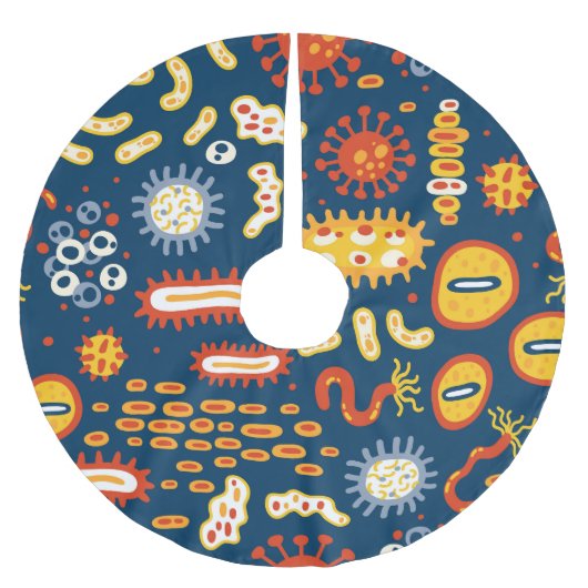 Micro-organismen Donkerblauw: Biologiepatroon Kerstboom Rok (Voorkant)