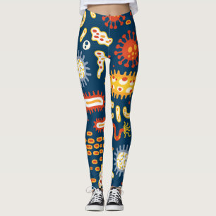 Micro-organismen Donkerblauw: Biologiepatroon Leggings