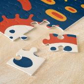 Micro-organismen Donkerblauw: Biologiepatroon Legpuzzel (Zijkant)