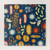 Micro-organismen Donkerblauw: Biologiepatroon Legpuzzel (Horizontaal)