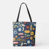 Micro-organismen Donkerblauw: Biologiepatroon Tote Bag (Achterkant)