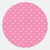 Micro Polka Dot White - Fuchsia Pink Ronde Sticker (Voorkant)