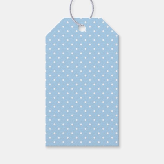 Micro Polka Stip Wit - Baby Blau Cadeaulabel (Voorkant)