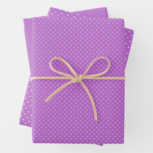 Micro Polkadot Wit - Orchidee Paars Inpakpapier Vel (In situ)
