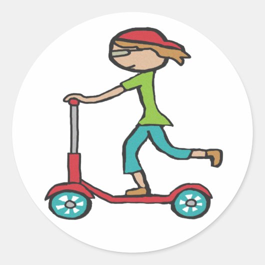 Micro Scooter Ronde Sticker (Voorkant)