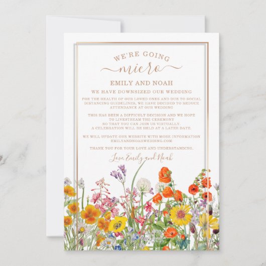 Micro Smaller Wedding Colorful Wild Flowers Kaart (Voorkant)