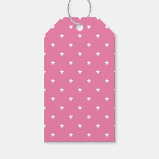 Micro Stars White - Fuchsia Pink Cadeaulabel (Voorkant)