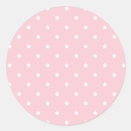 Micro Stars White - Pink Ronde Sticker (Voorkant)