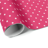 Micro Stars Wit - Framboos Cadeaupapier (Rol Hoek)