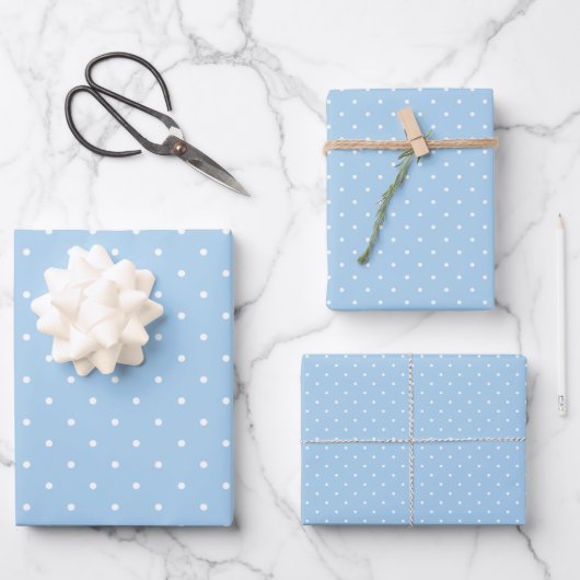 Micro Stip Wit - Baby Blauw Inpakpapier Vel (Voorkant)