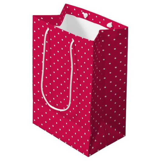 Micro Stip Wit - Framboos Rood Medium Cadeauzakje (Voorkant Gekanteld)